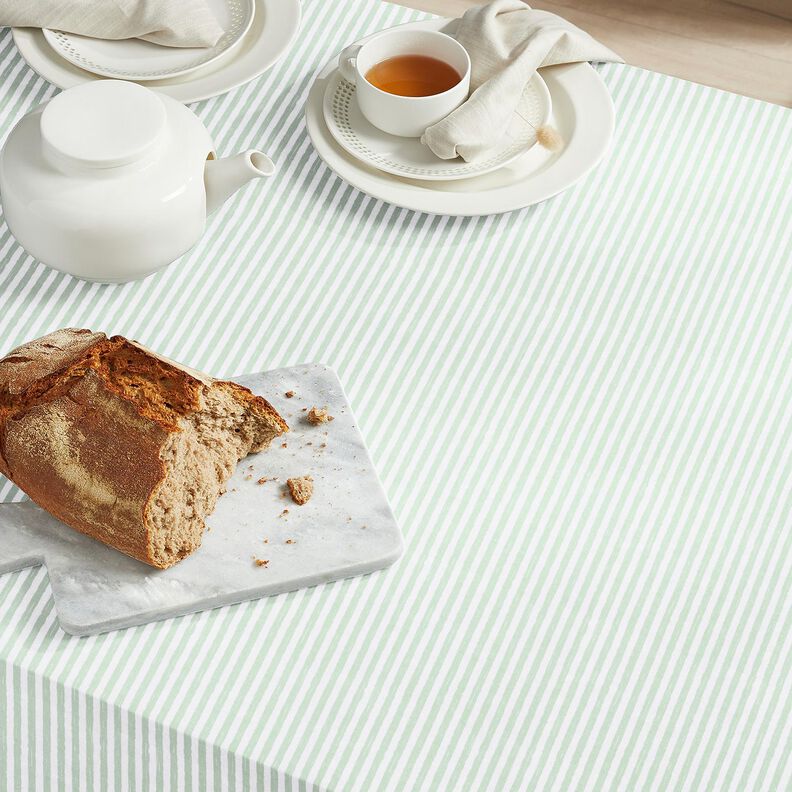 Tissu en coton Cretonne rayures décontractées – menthe clair/blanc, image number 6