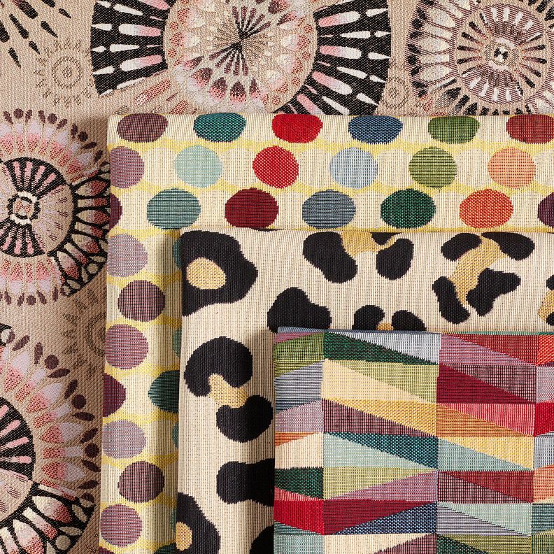 Tissu de décoration Gobelin Zigzag graphique – beige clair/carmin,  image number 5