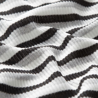 Maille côtelée rayures horizontales – blanc/noir, 