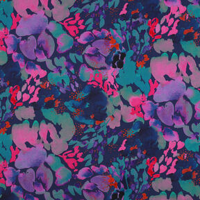 Satin de coton Presence Charcole Impression numérique | Nerida Hansen – bleu nuit/lavande, 
