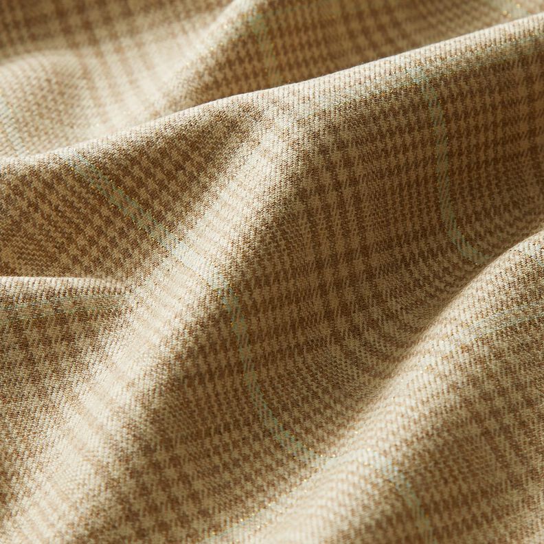 Mélange viscose Carreaux fins avec lurex – amande/menthe clair,  image number 2