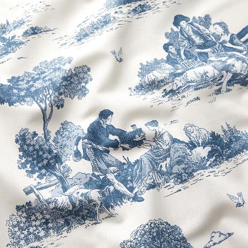 Tissu de décoration Semi-panama Berger – bleu jean/écru,  image number 2