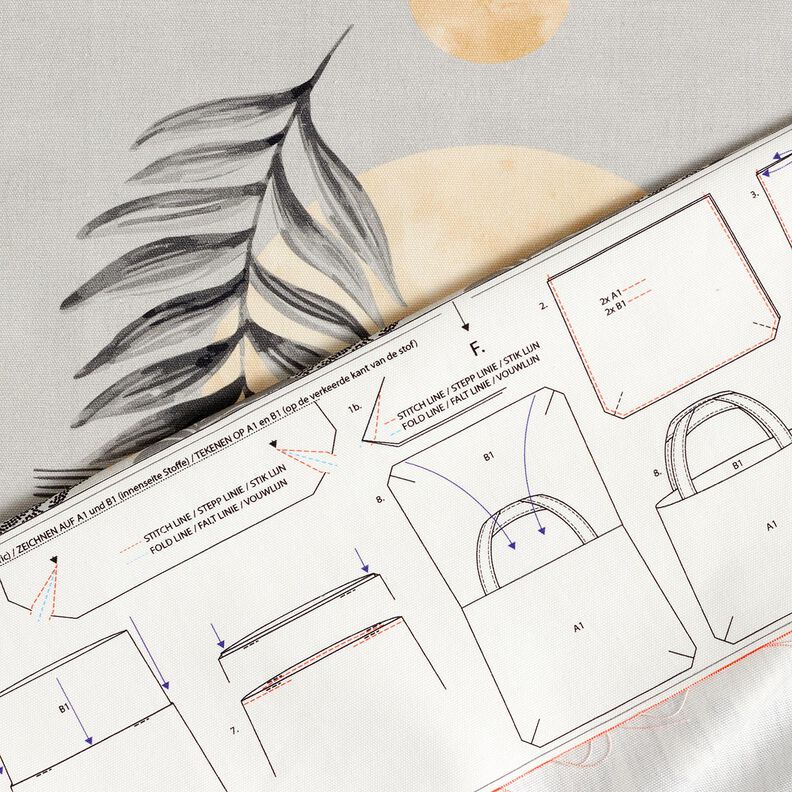 Sacs Panel Canvas Feuille de palmier et lune – gris clair, image number 7