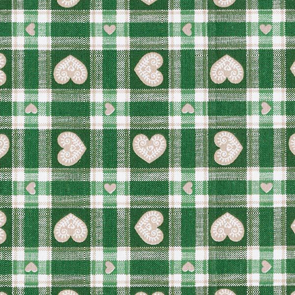 Tissu en coton Cretonne Vichy et cœurs – vert, image number 1
