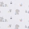 Tissu double gaze de coton Animaux et bateaux – blanc/argent,  thumbnail number 1