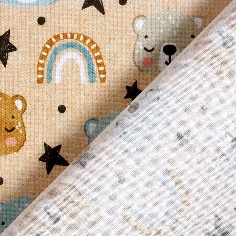 Popeline coton Têtes d’ours et arcs-en-ciel Impression numérique – beige, image number 4
