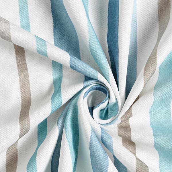 Tissu de décoration semi-panama rayures – blanc/bleu,  image number 3