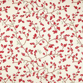 Tissu de décoration Gobelin Églantier – beige clair/rouge, 