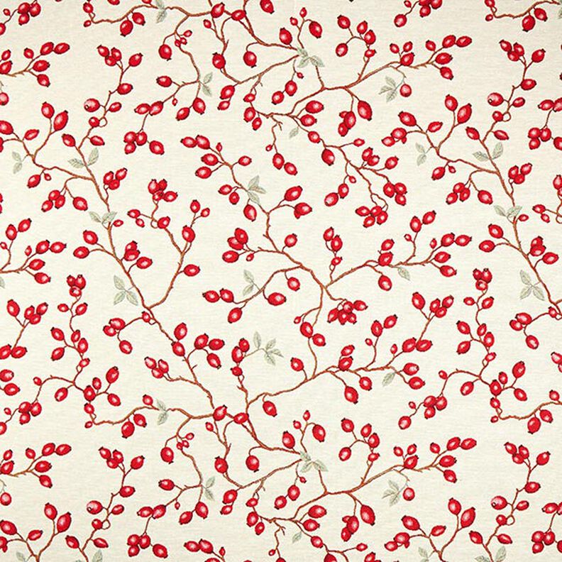 Tissu de décoration Gobelin Églantier – beige clair/rouge,  image number 1