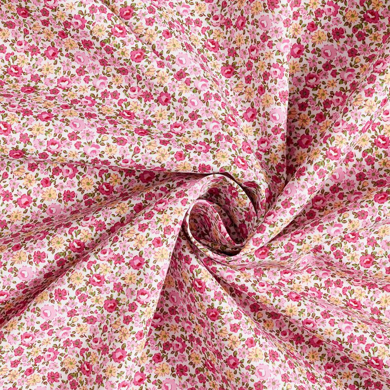 Popeline coton Mille-fleurs – blanc/rose, image number 3