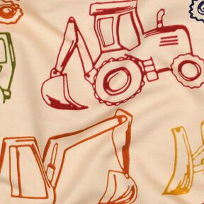 French Terry Sweat d’été Engins de chantier | Poppy Fabrics – beige/bleu marine, 