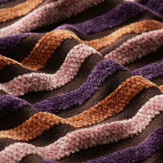 Tissu maille chenille à rayures – marron, 