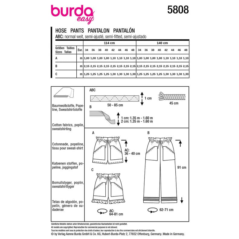 Pantalon | Burda 5808 | 34-48,  image number 12