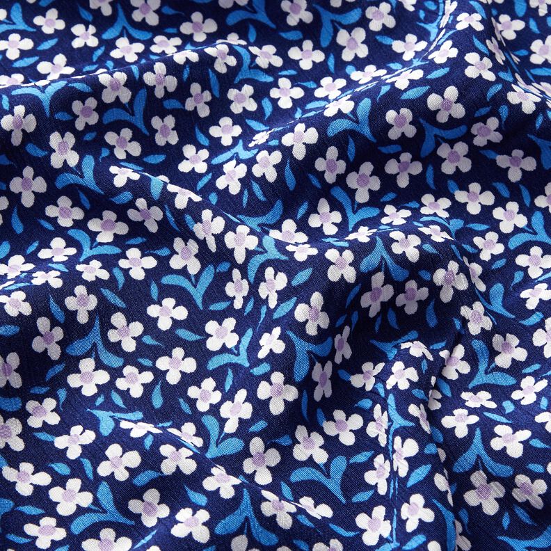 Crêpe de viscose Petites fleurs – bleu marine/blanc,  image number 2