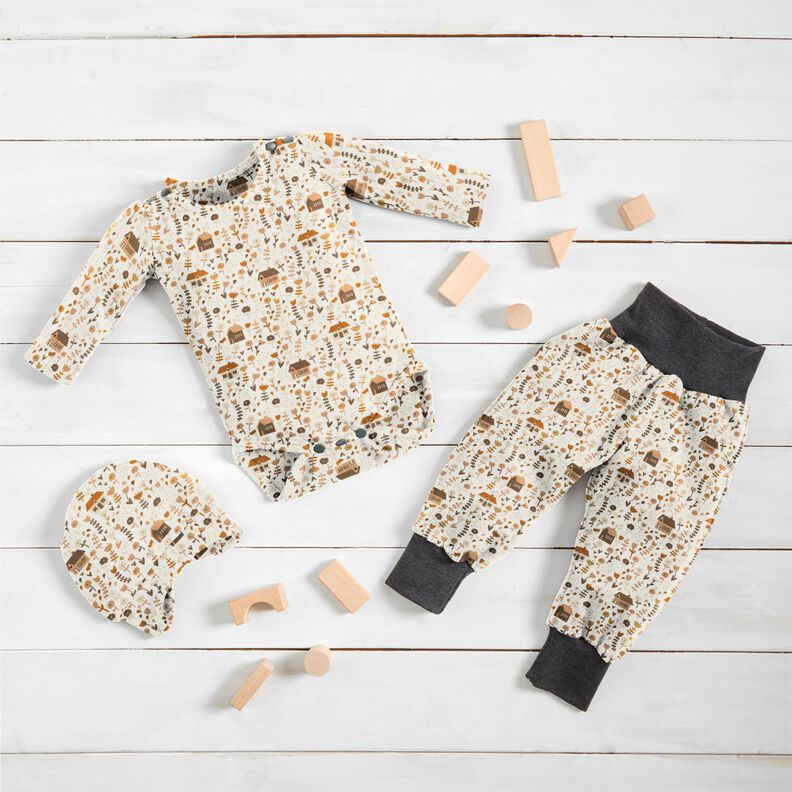 Jersey coton Petites maisons dans le prés – écru, image number 6