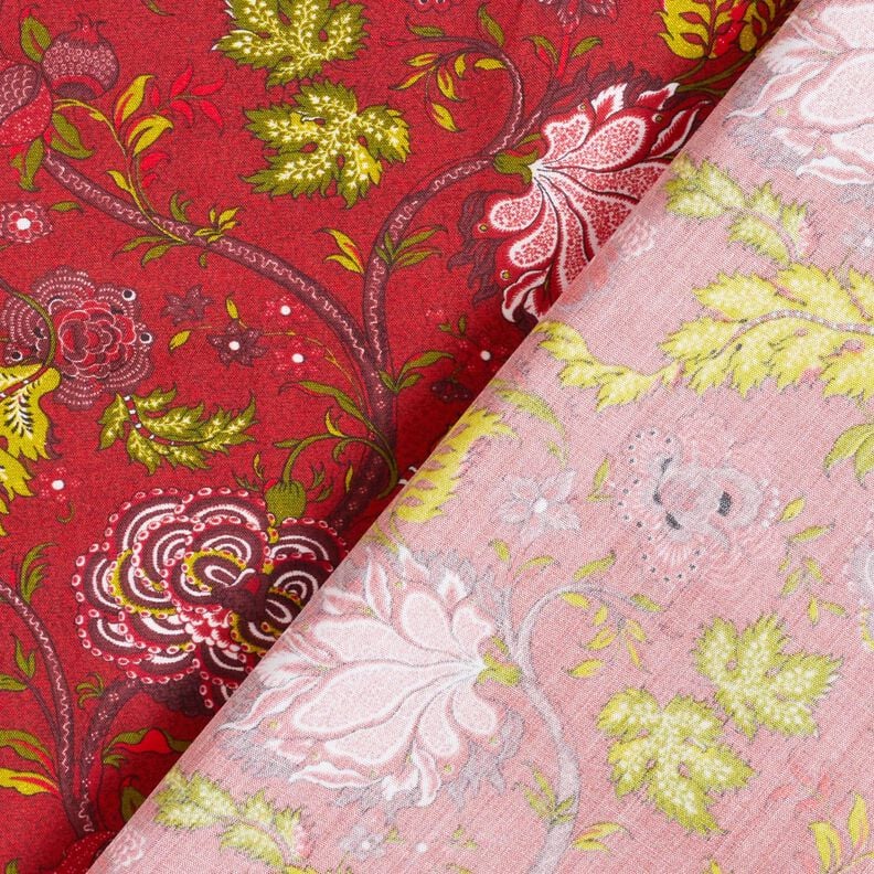Tissu viscose Fleurs motif cachemire – carmin/rouge feu,  image number 4