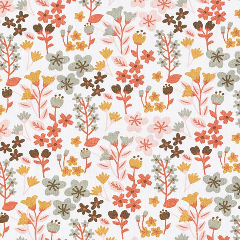 Tissu en coton Cretonne Fleurs filigranes – orange/blanc,  image number 1