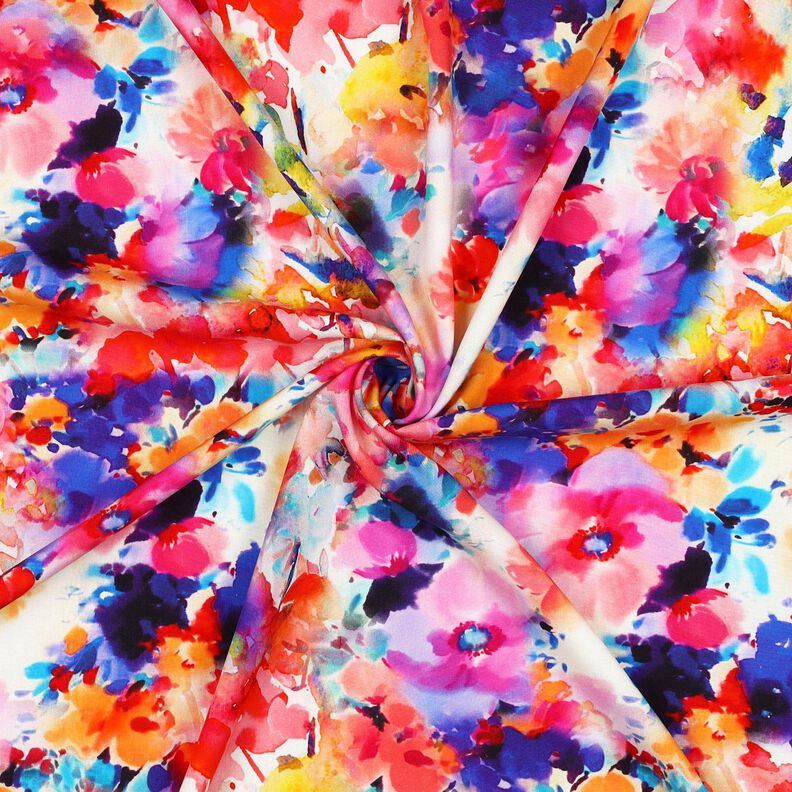 Tissu viscose Impression numérique fleurs colorées à l'aquarelle – rose intense/lilas bleu,  image number 3