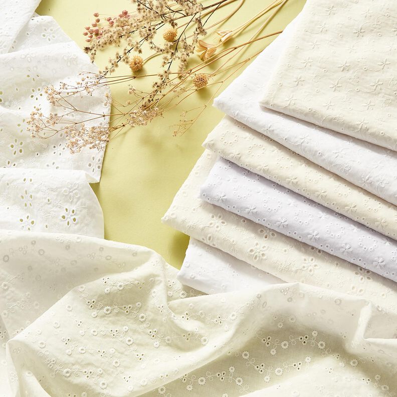 Batiste de coton Dentelle brodée Couronnes de fleurs – blanc,  image number 6
