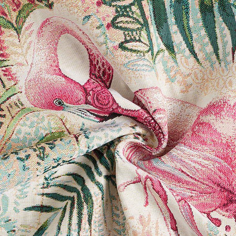 Tissu de décoration pièce Gobelin Flamant – beige/rose vif,  image number 3