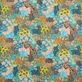 Coton enduit Blumenmeer – bleu océan/terre cuite, 