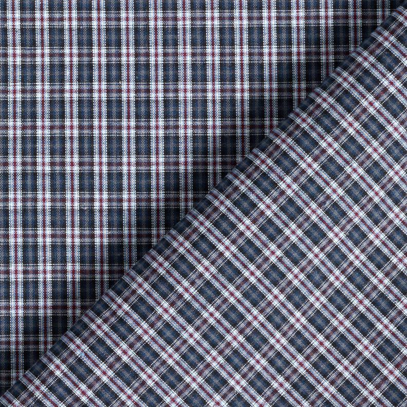 Tissu pour chemise à doubles carreaux – bleu marine/rouge bordeaux, image number 4