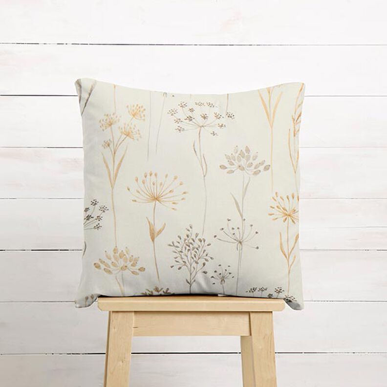 Tissu de décoration Semi-panama Fleurs séchées – beige clair, image number 7
