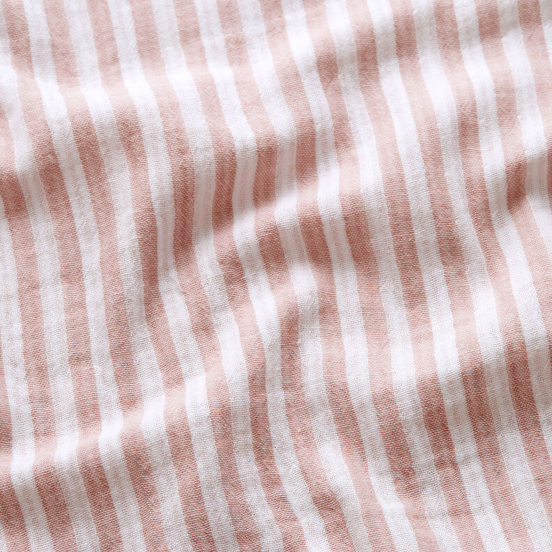 Tissu double gaze de coton Double face Rayures – vieux rose/blanc, image number 2