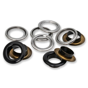 Œillets avec rondelles [15 unités | Ø 14 mm] | Prym – noir/argent métallisé, 
