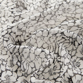 Crêpe mousseline Décor floral – blanc/noir, 