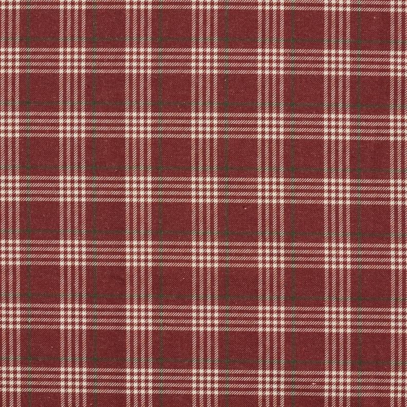 Tissu de décoration Semi-panama Carreaux classiques – bordeaux/nature,  image number 1