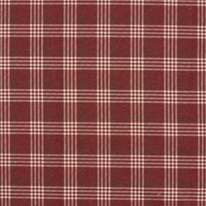 Tissu de décoration Semi-panama Carreaux classiques – bordeaux/nature, image number 1