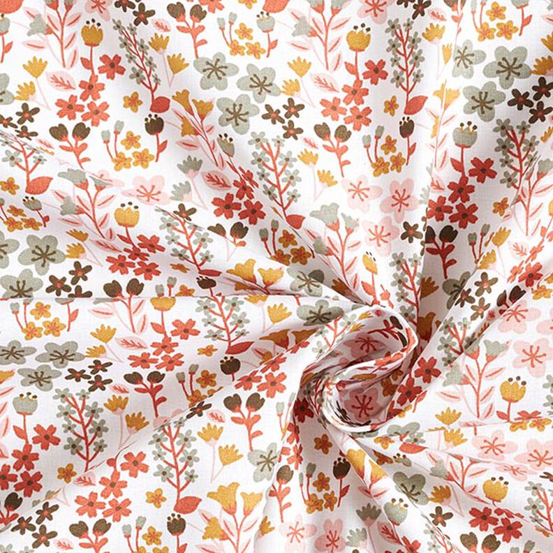 Tissu en coton Cretonne Fleurs filigranes – orange/blanc,  image number 3