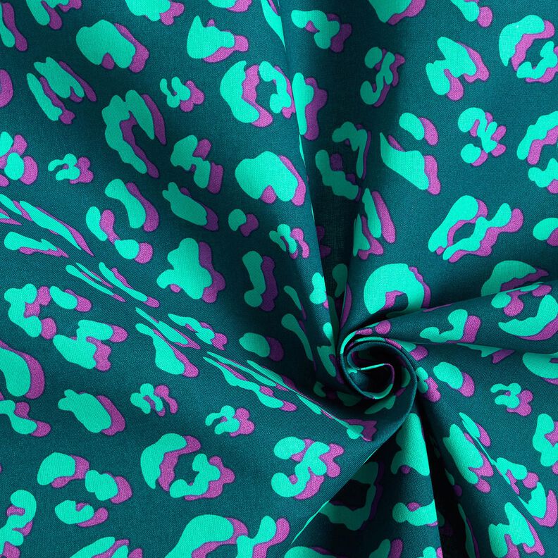 Coton enduit motif léopard abstrait | Poppy Fabrics – pétrole/lilas, image number 3