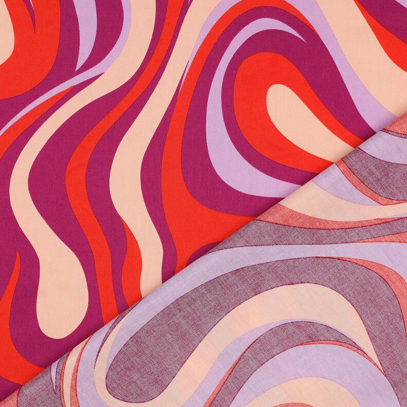 Satin de coton Vagues rétro | Poppy Fabrics – pourpre/orange,  image number 4