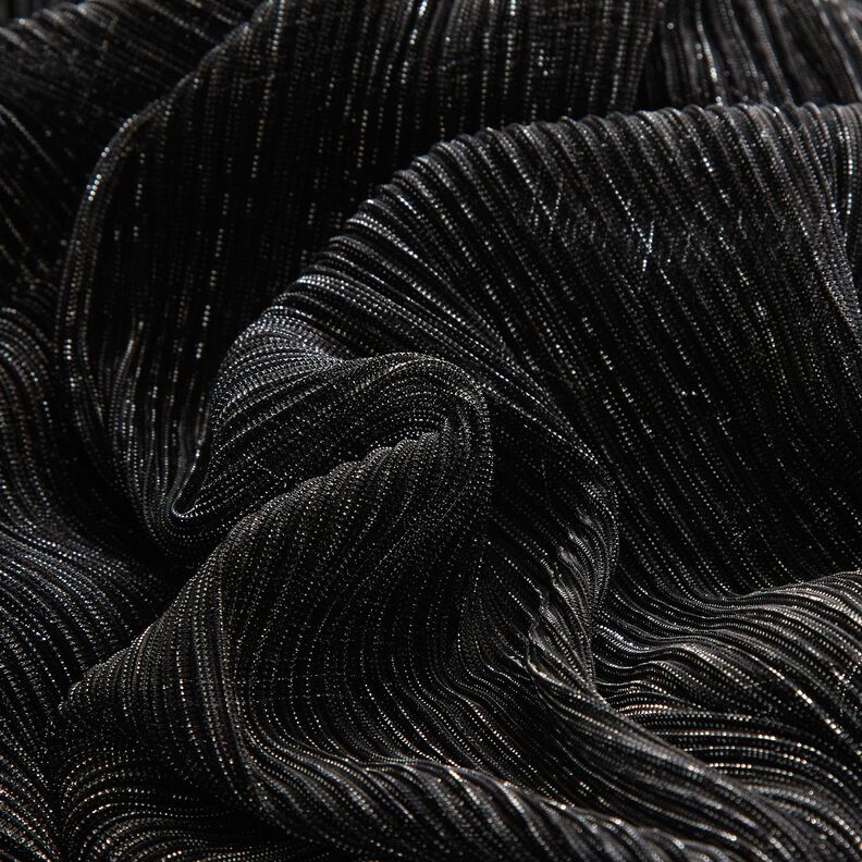 Plissé transparent Rayures pailletées – noir,  image number 5