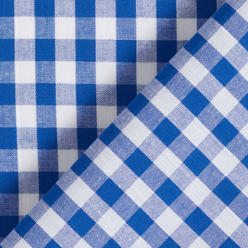 Tissu en coton Vichy à carreaux 1 cm – bleu roi/blanc,  image number 4