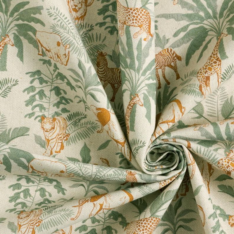 Tissu de décoration Semi-panama Animaux de la jungle – nature/caramel, image number 3