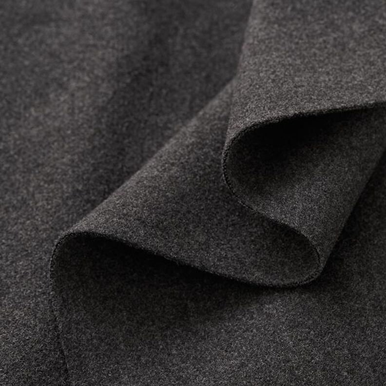 Tissu en polyester recyclé pour manteau chiné – anthracite,  image number 3
