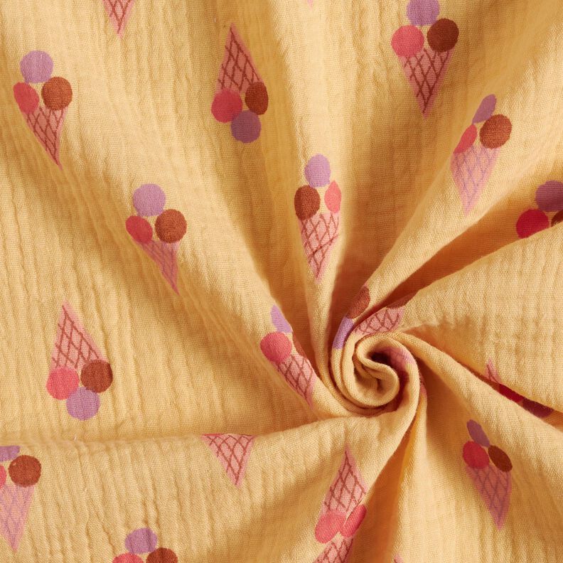 Tissu double gaze de coton Glace – jaune vanille, image number 3