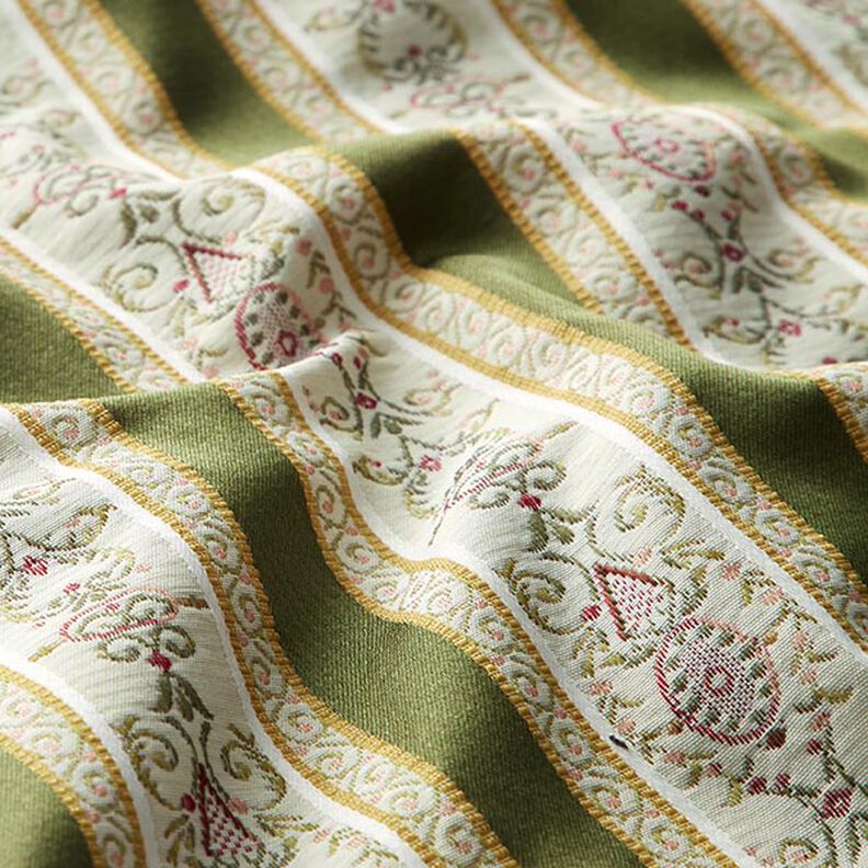 Tissu d’ameublement jacquard Rayures Biedermeier – crème/olive,  image number 2