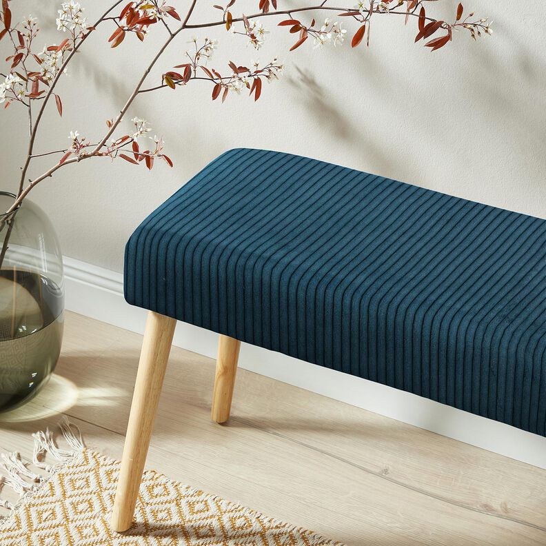 Tissu de revêtement velours côtelé doux – bleu nuit,  image number 9