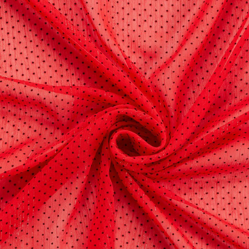 Mousseline Rayures et pois pailletés – rouge, image number 3