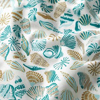 GOTS Batiste Coquillages | Tula – écru/turquoise clair, 