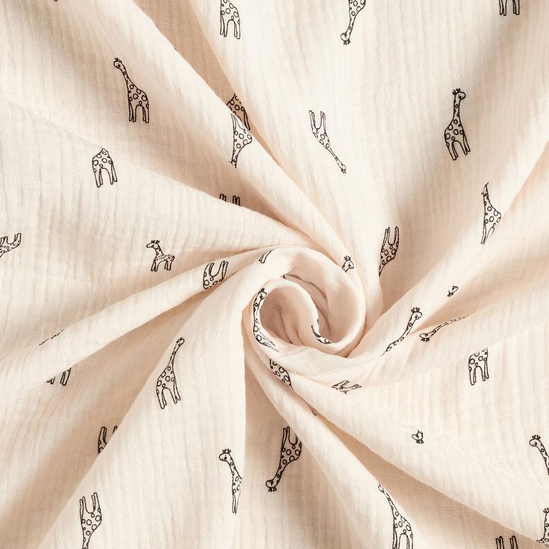 Tissu double gaze de coton Jolies girafes – blanc, image number 3