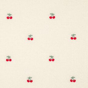 Ourson Cerises brodées | Poppy Fabrics – ivoire/chili, 