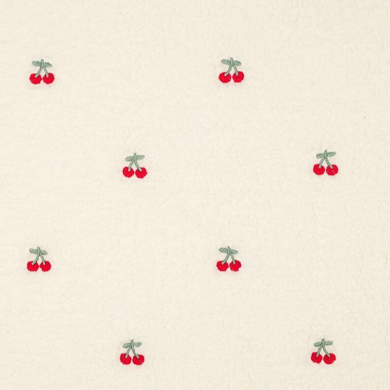 Ourson Cerises brodées | Poppy Fabrics – ivoire/chili, image number 1