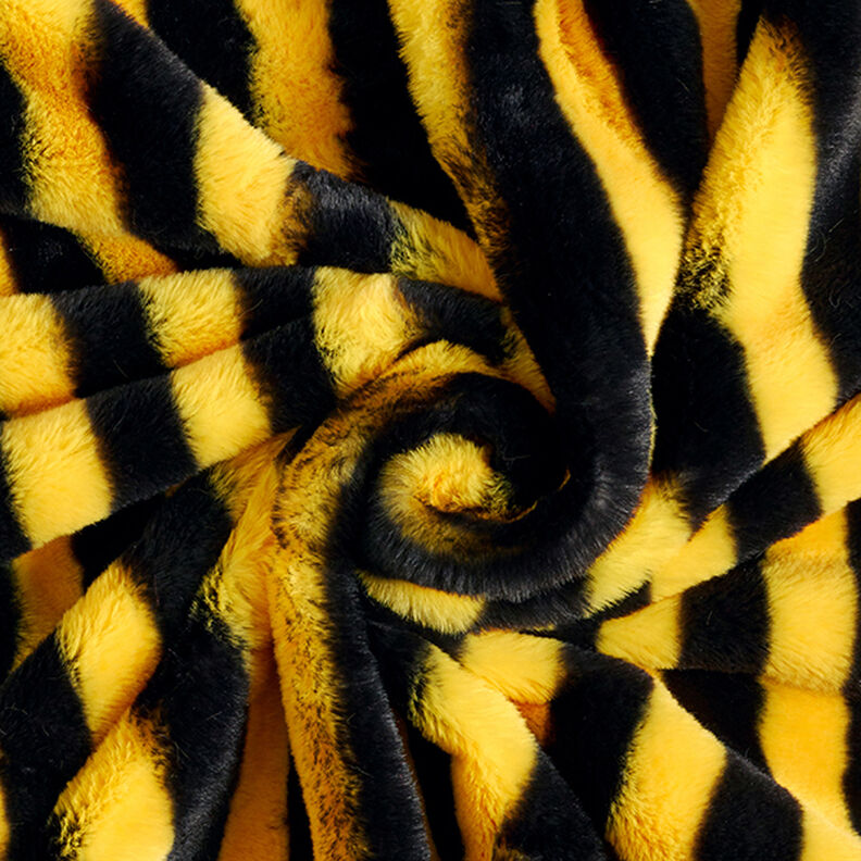 Fourrure synthétique rayures d’abeille – noir/jaune,  image number 4