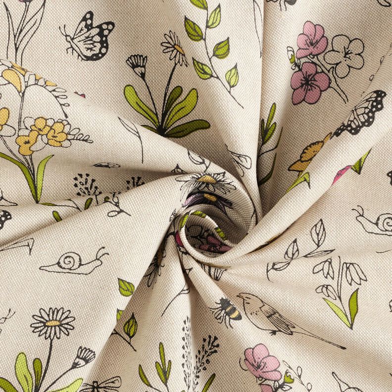 Tissu de décoration Semi-panama Fleurs de printemps – nature/rose, image number 3