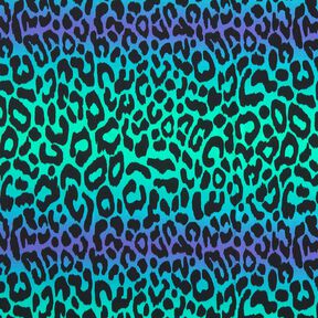French Terry Sweat d’été Dégardé de couleurs léopard Impression numérique – lilas bleu/turquoise, 
